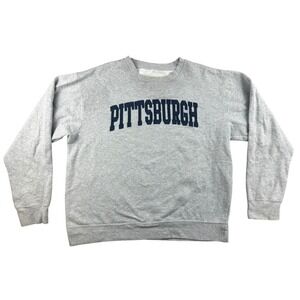 New‎ York Popular Sweatshirt XL Gray Pittsburgh Spell Out Embroider Long Sleeve